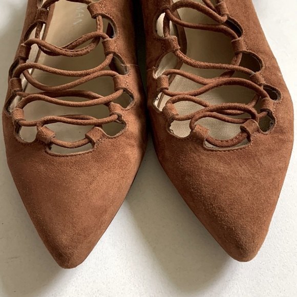 Stuart Weitzman Brown Stringdown Suede Lace Up Mules - Picture 8 of 11